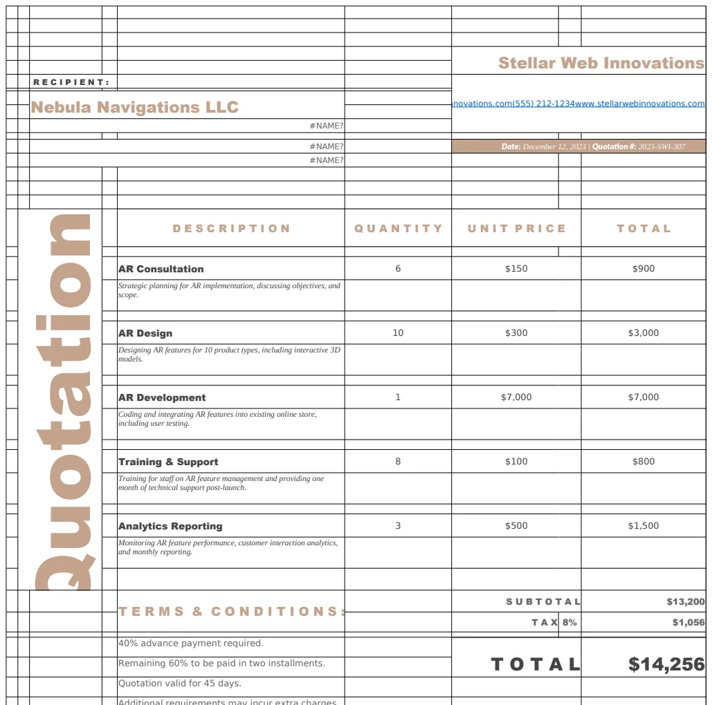 Quotation Form Template preview