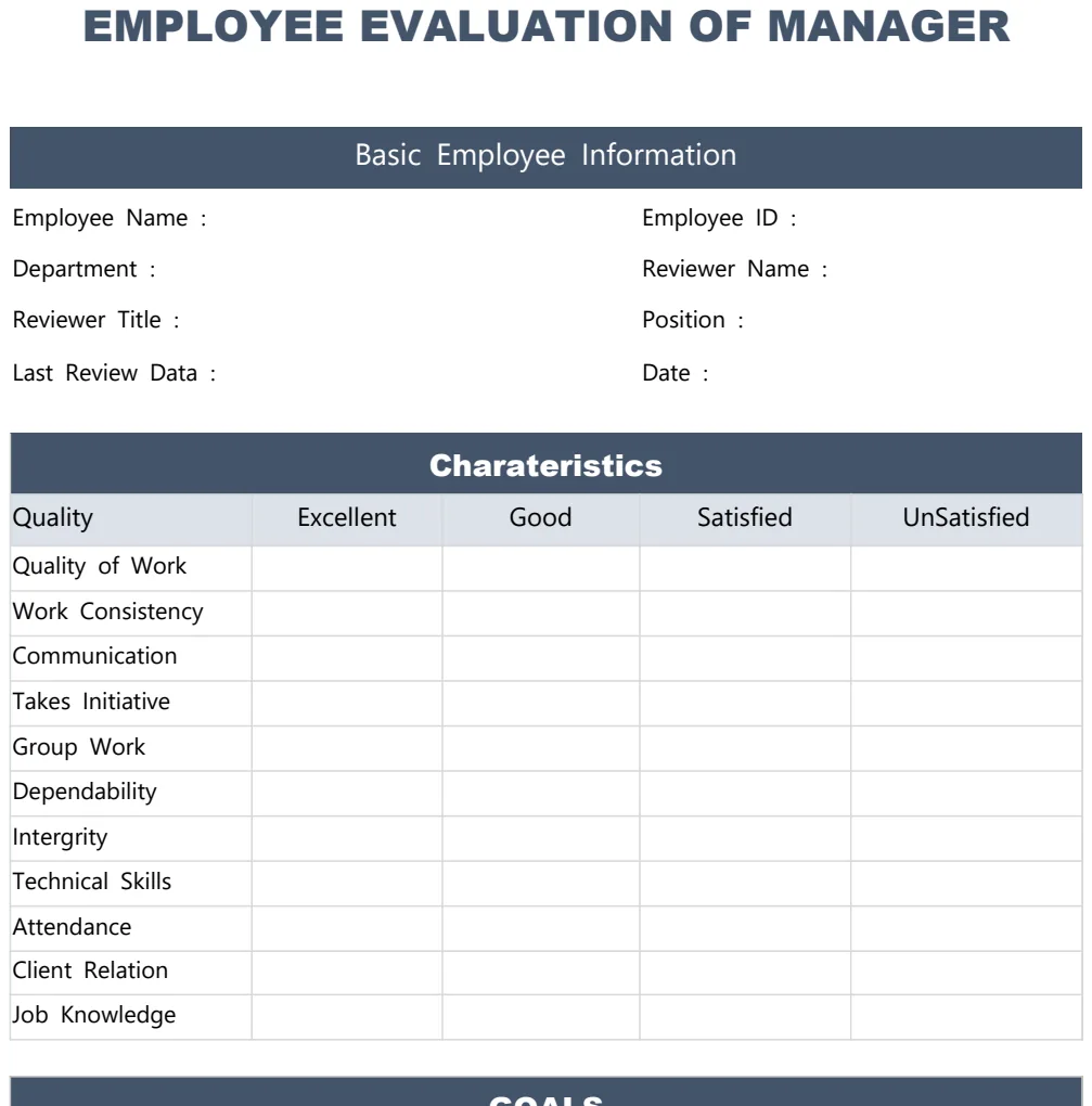 Employee Evaluation of Manager Template preview