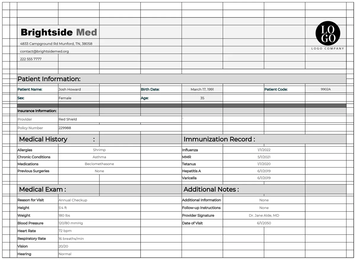 Medical Form Template preview