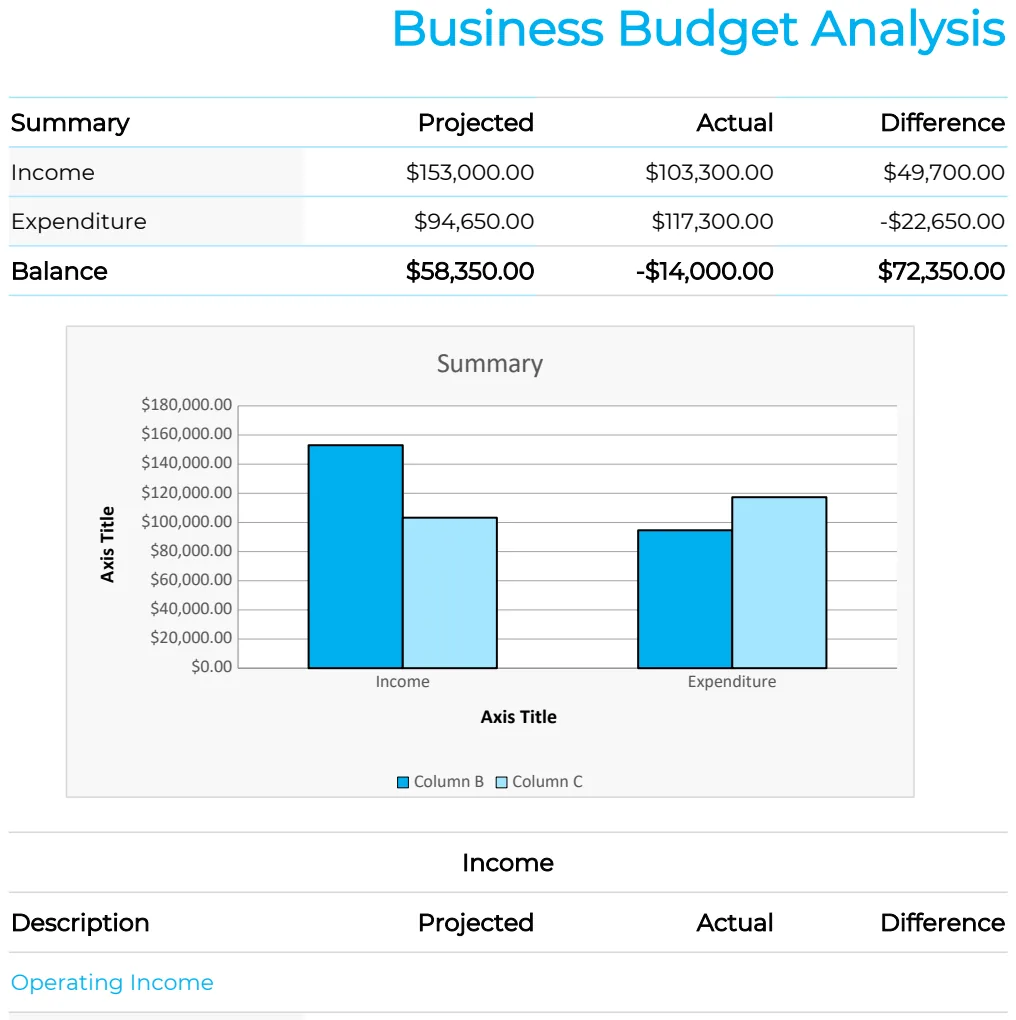 Business Budget Analysis Template preview