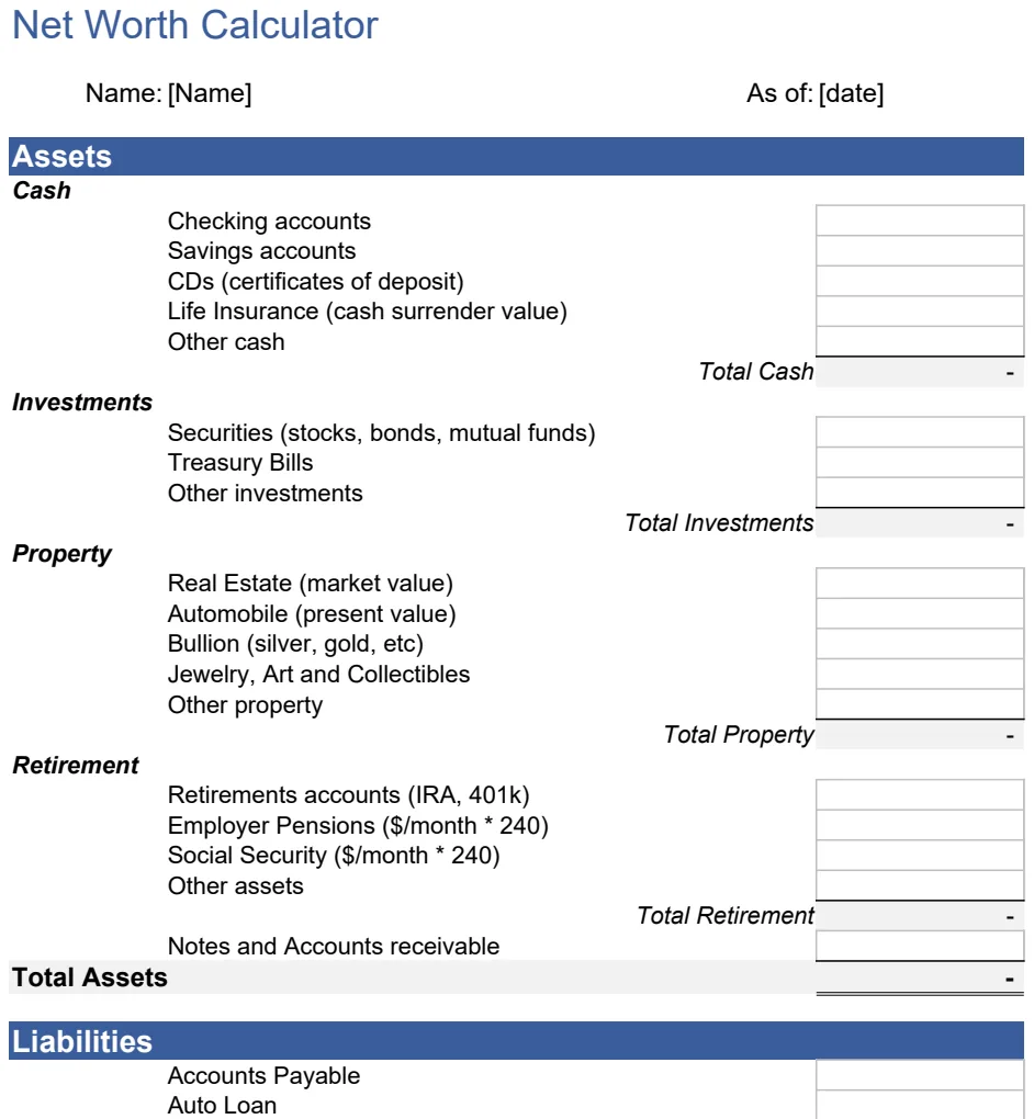 Net Worth Calculator preview