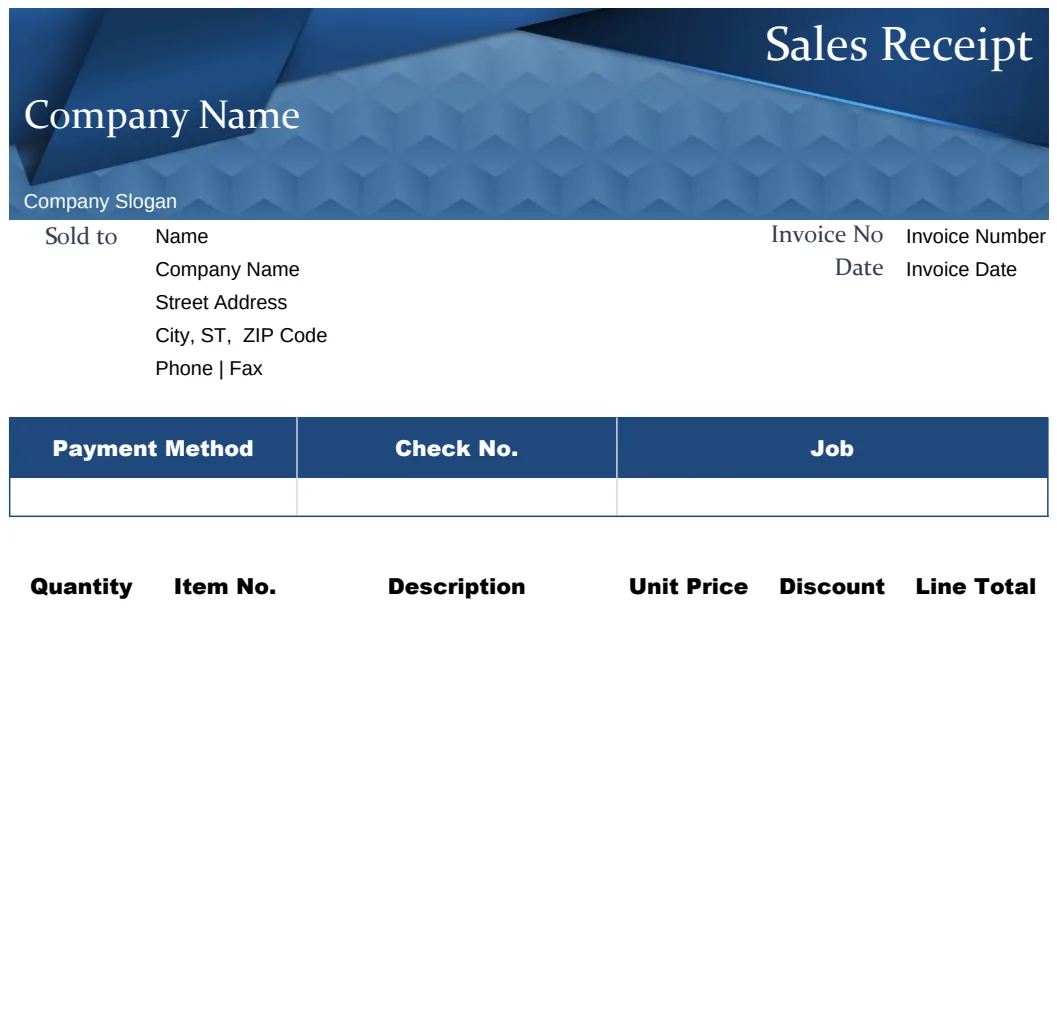 Blue Sales Receipt Template preview