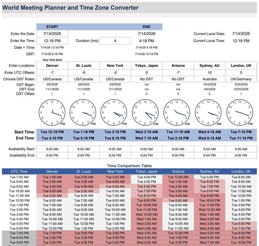World Meeting Planner and Time Zone Converter preview
