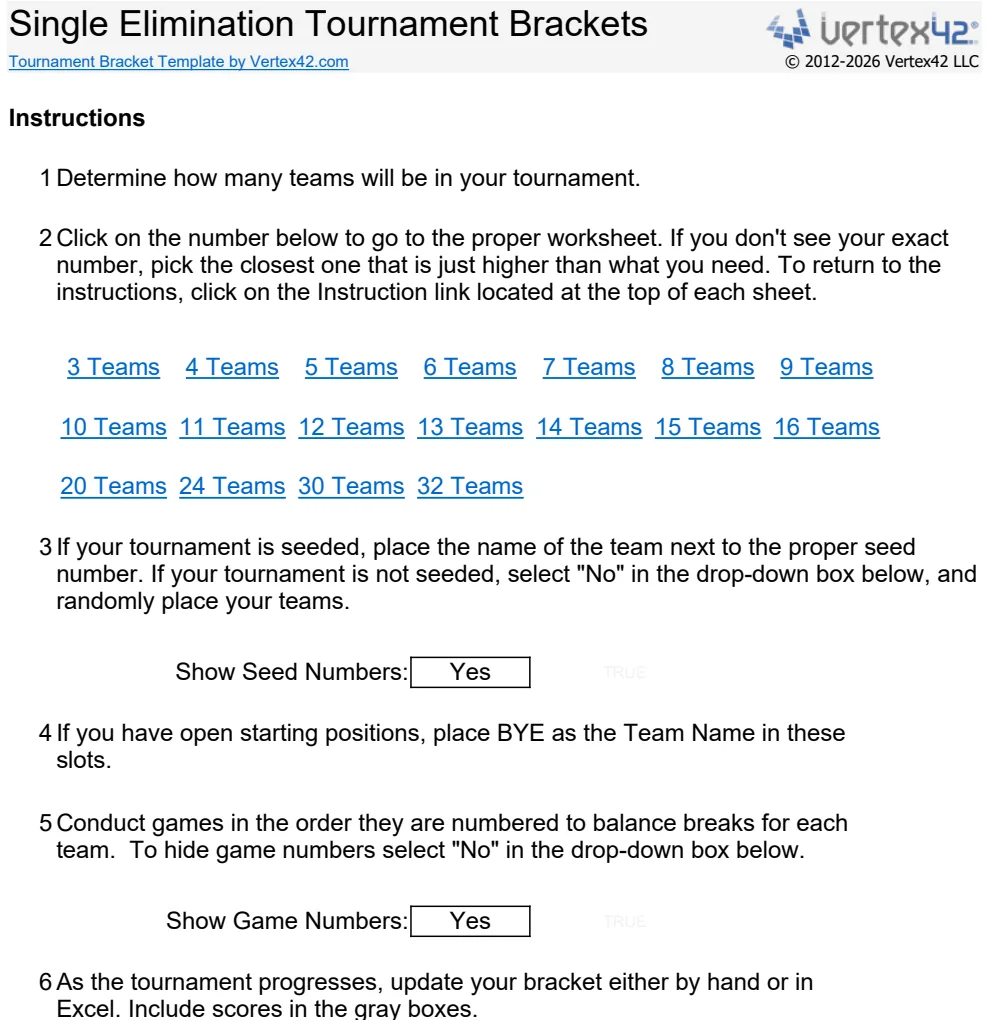 Single Elimination Bracket Tournament Template preview