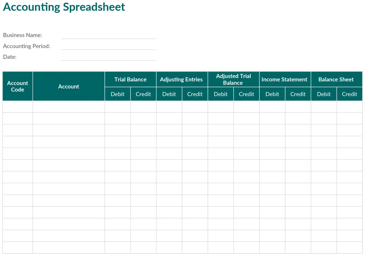 Accounting Spreadsheet preview