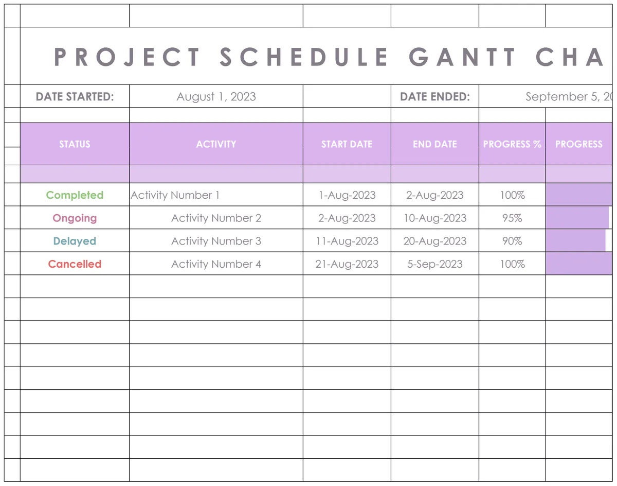 Project Schedule Gantt Chart preview