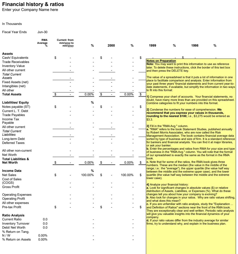 Financial History & Ratios preview