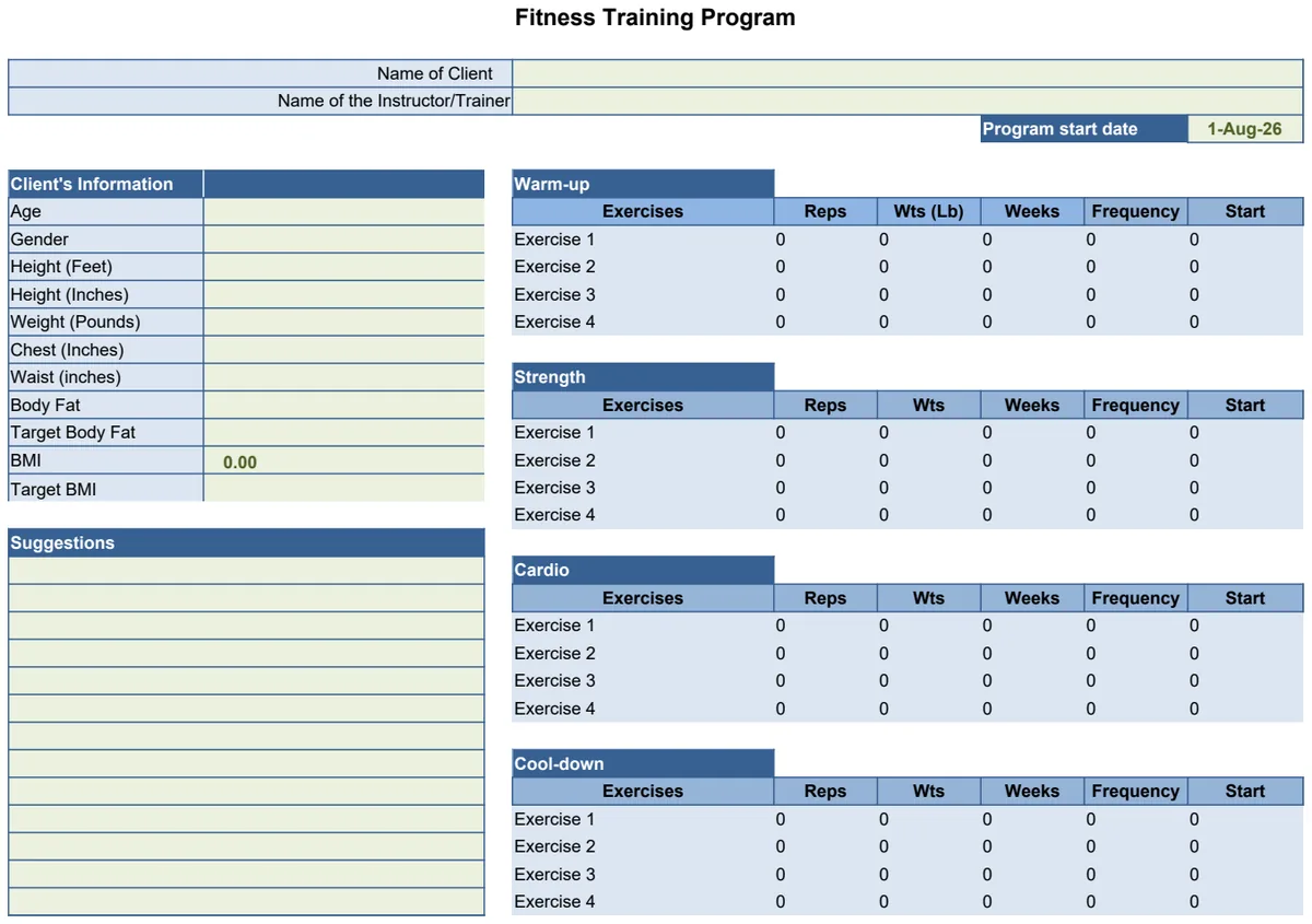 Exercise Planner with Fitness Training Program preview