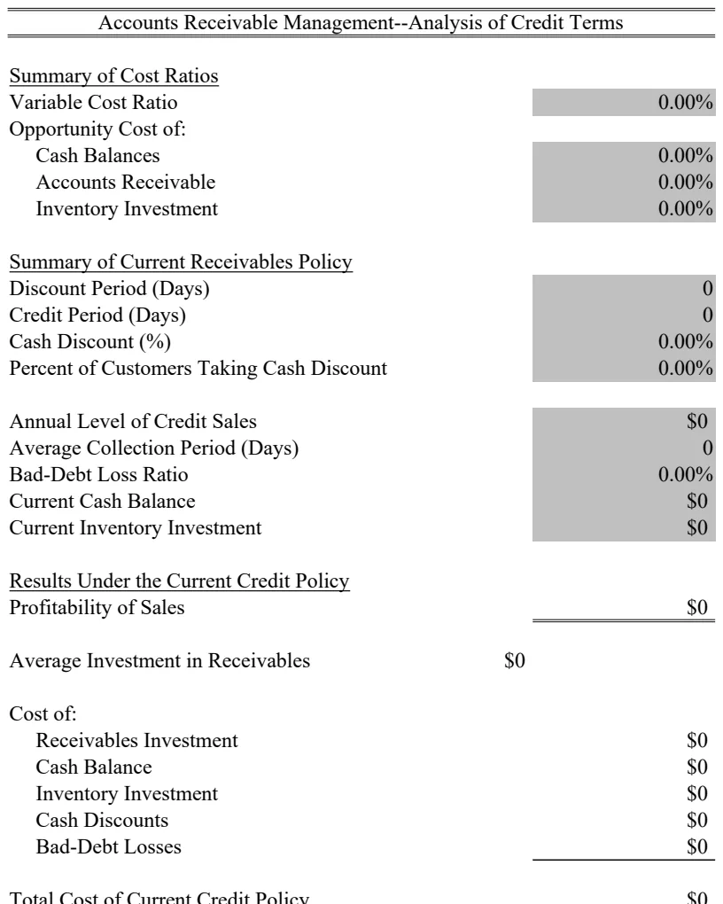 Credit Terms Analysis for Accounts Receivable preview