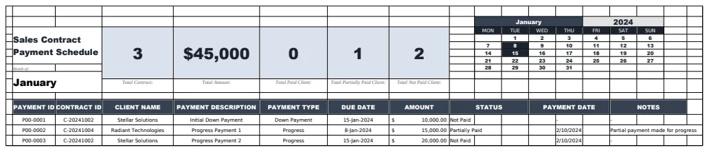 Sales Contract Payment Schedule Template preview
