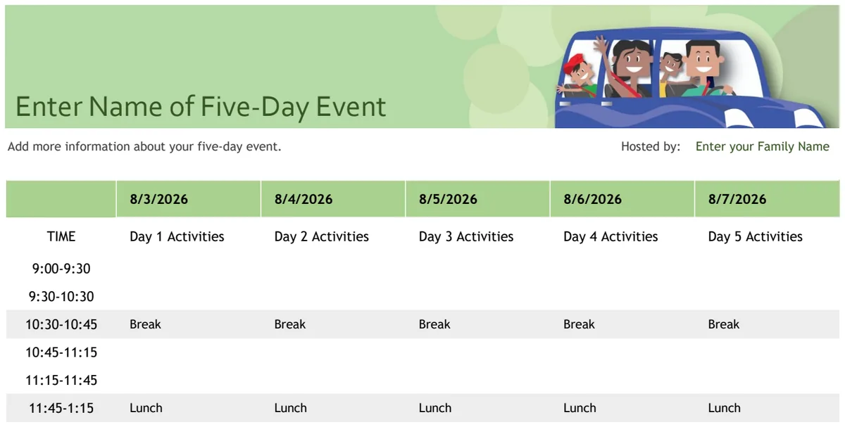 Family Event Schedule preview