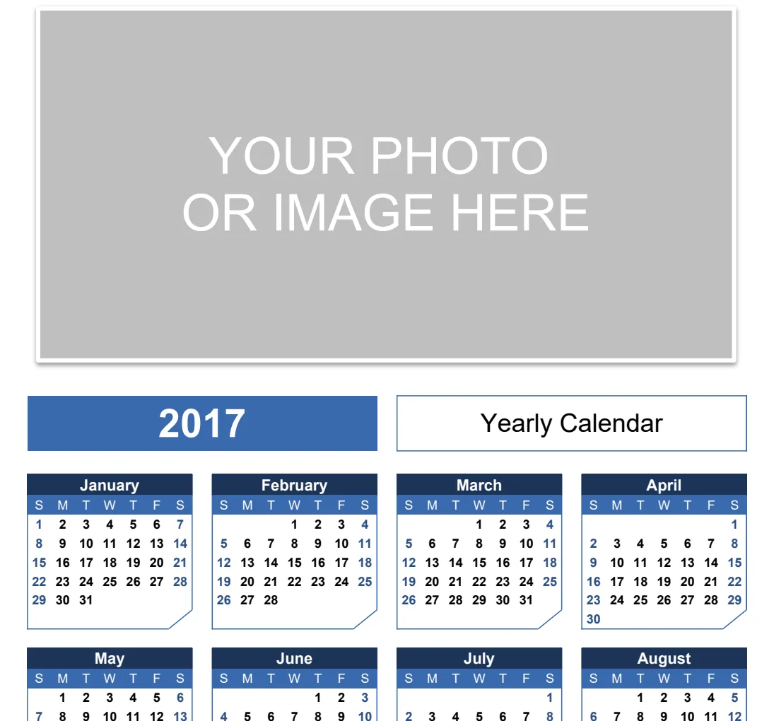 Yearly Photo Calendar with Chamfer Theme preview