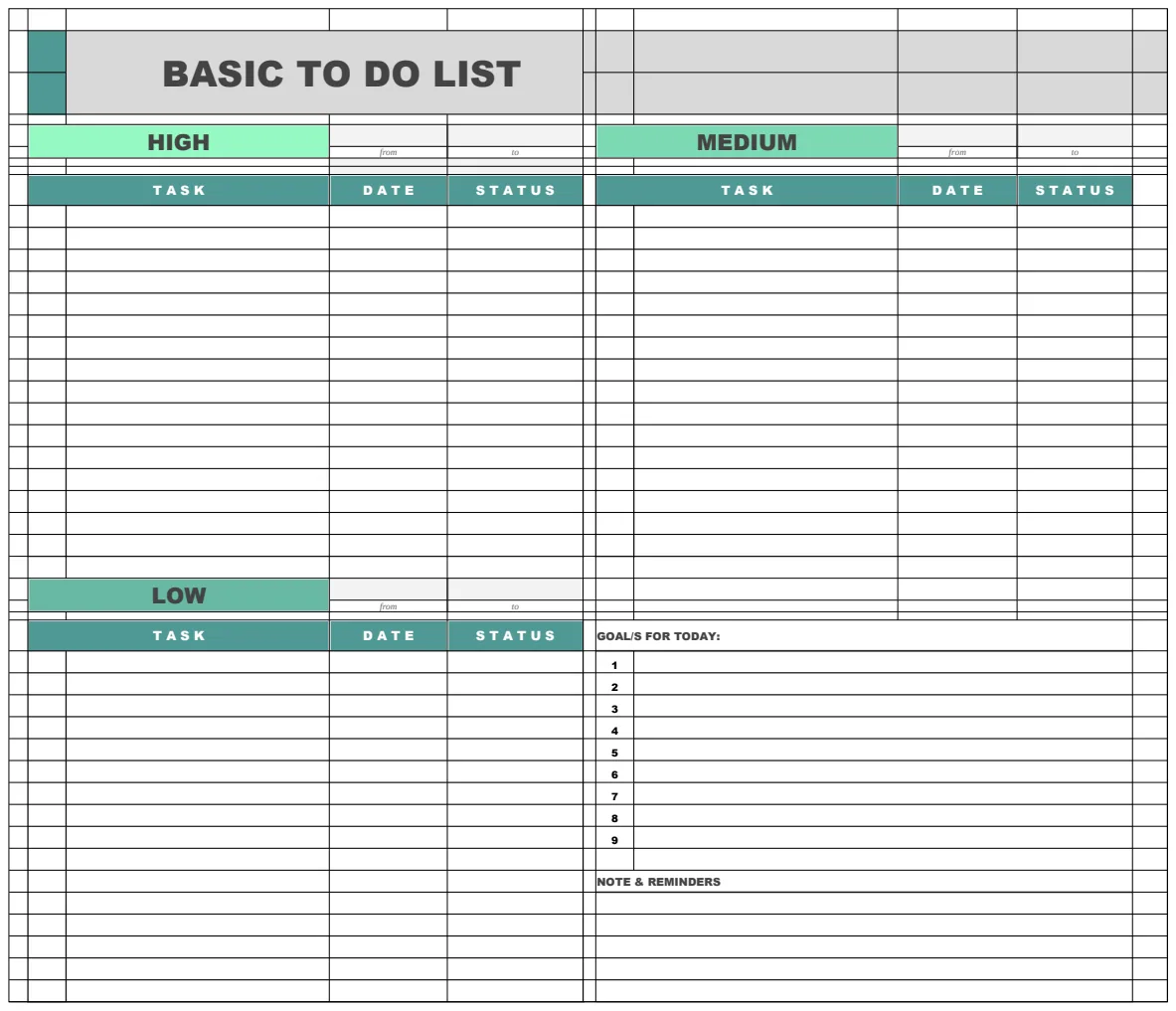 Basic To Do List Template preview