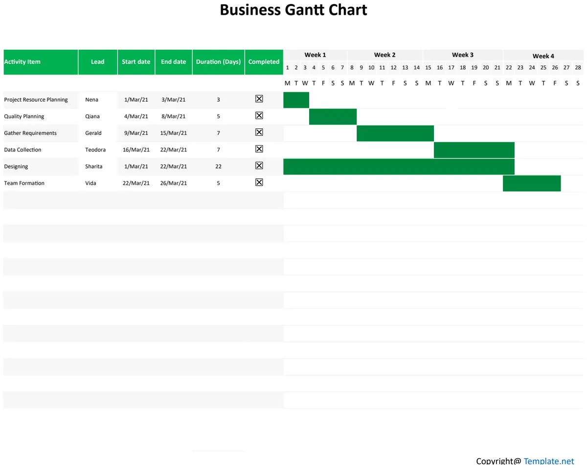 Basic Business Gantt Chart preview