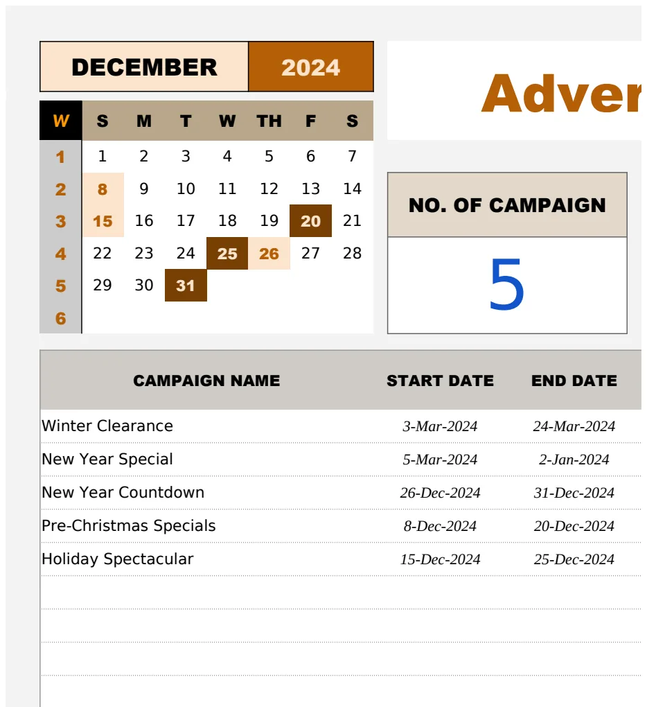 Advertising Ad Spend Efficiency Tracker Template preview