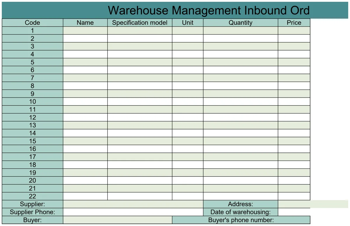 Warehouse Management Inbound Order preview