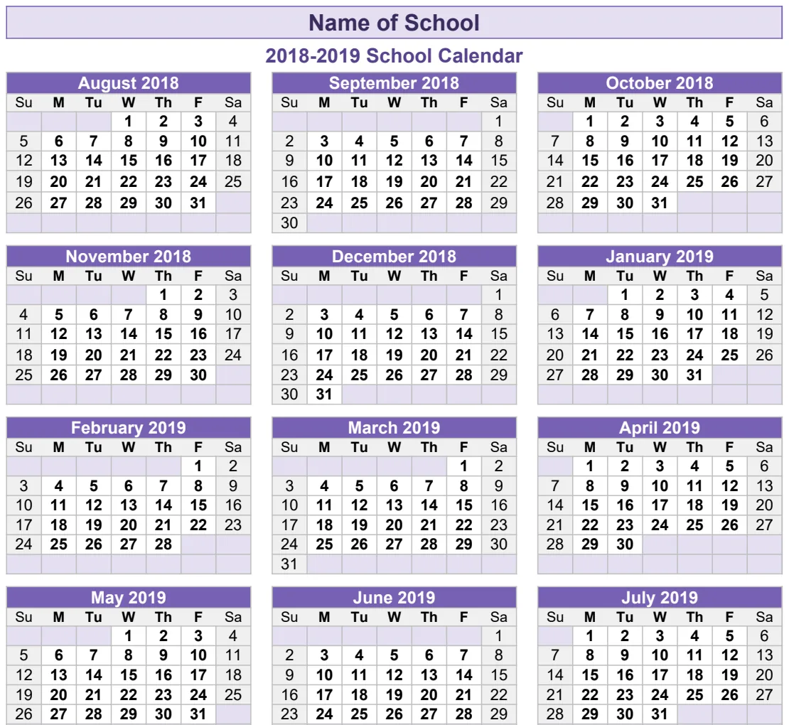 School Year Calendar preview