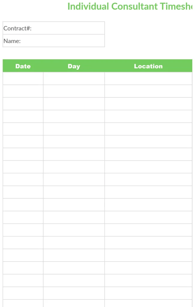 Individual Consultant Time Sheet preview
