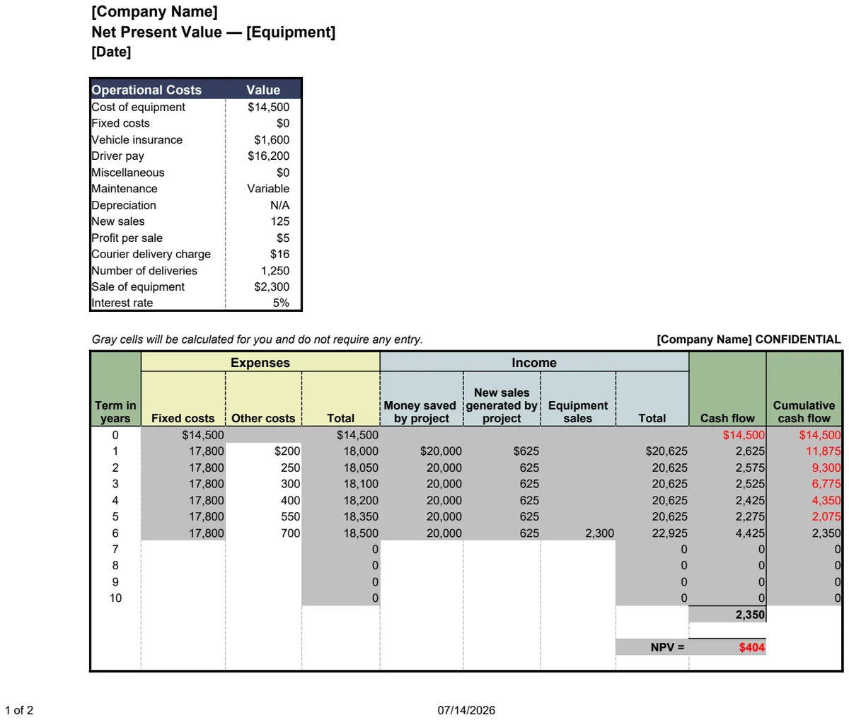 Net Present Value Calculator preview