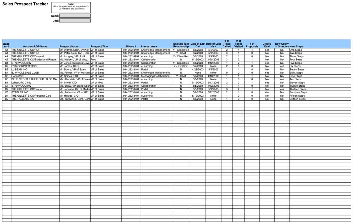 Sales Prospect Tracker preview