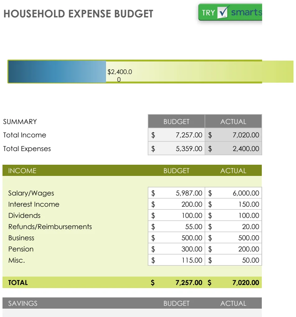 IC Household Expense Budget Template preview