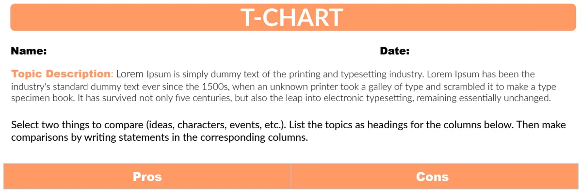 T Chart preview