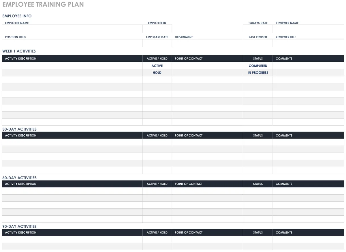 Employee Training Plan Template preview
