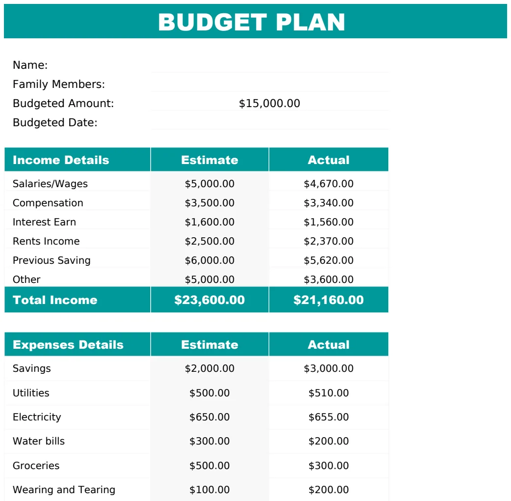 Budget Plan Template preview