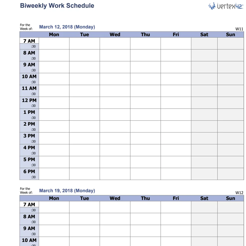 Biweekly Work Schedule preview