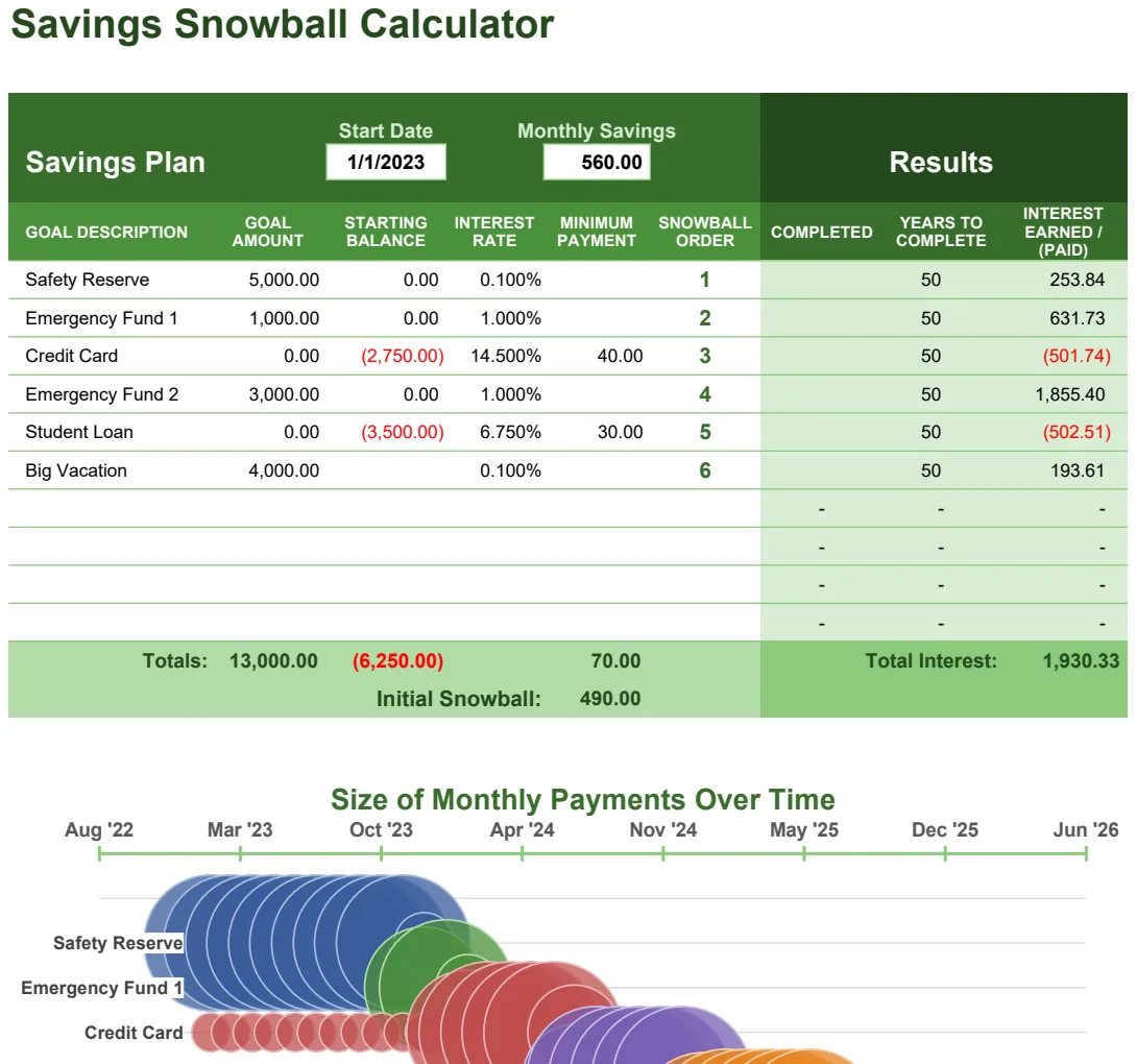 Savings Snowball Tracker preview