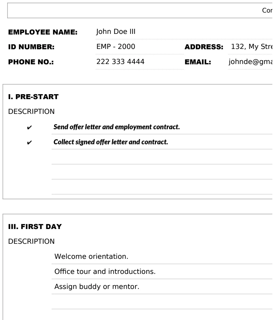 Startup New Hire Onboarding Checklist Template preview