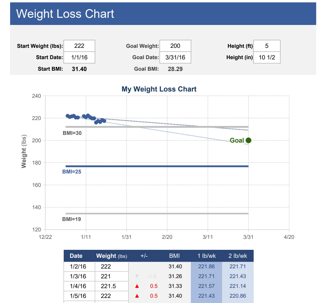 Weight Loss Chart Tracker preview