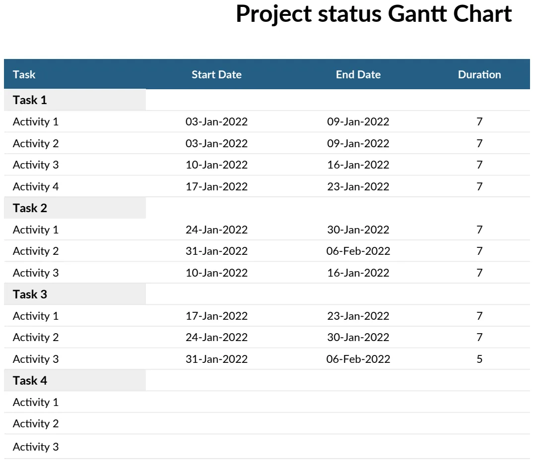 Project Status Gantt Chart preview