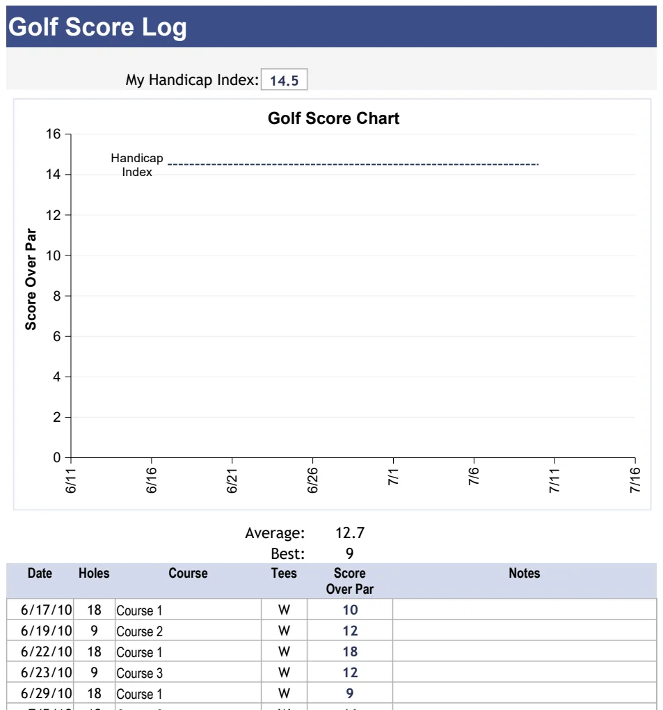 Golf Score Log preview
