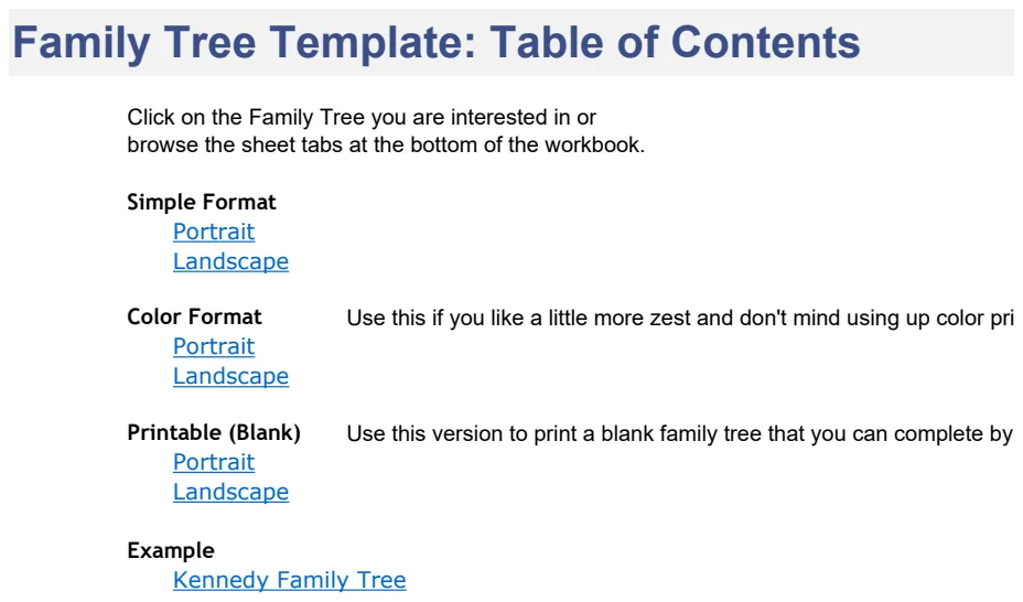 Family Tree Template preview