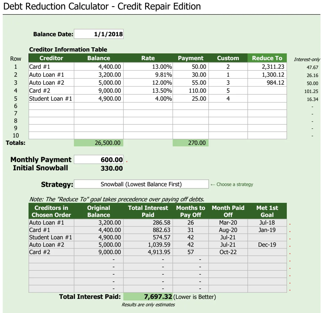 Credit Repair Calculator preview