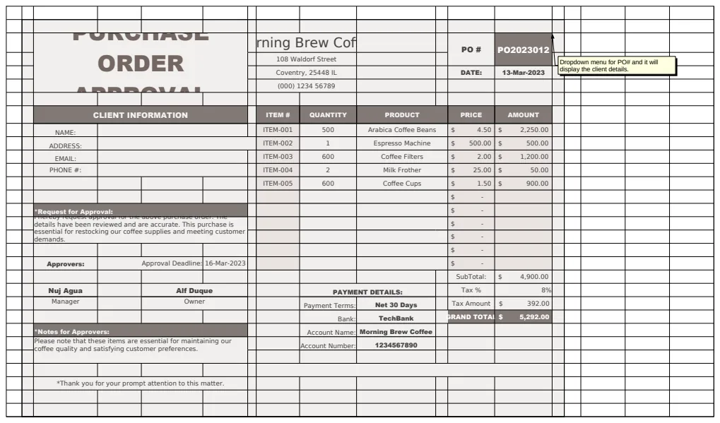 Purchase Order Approval Template preview