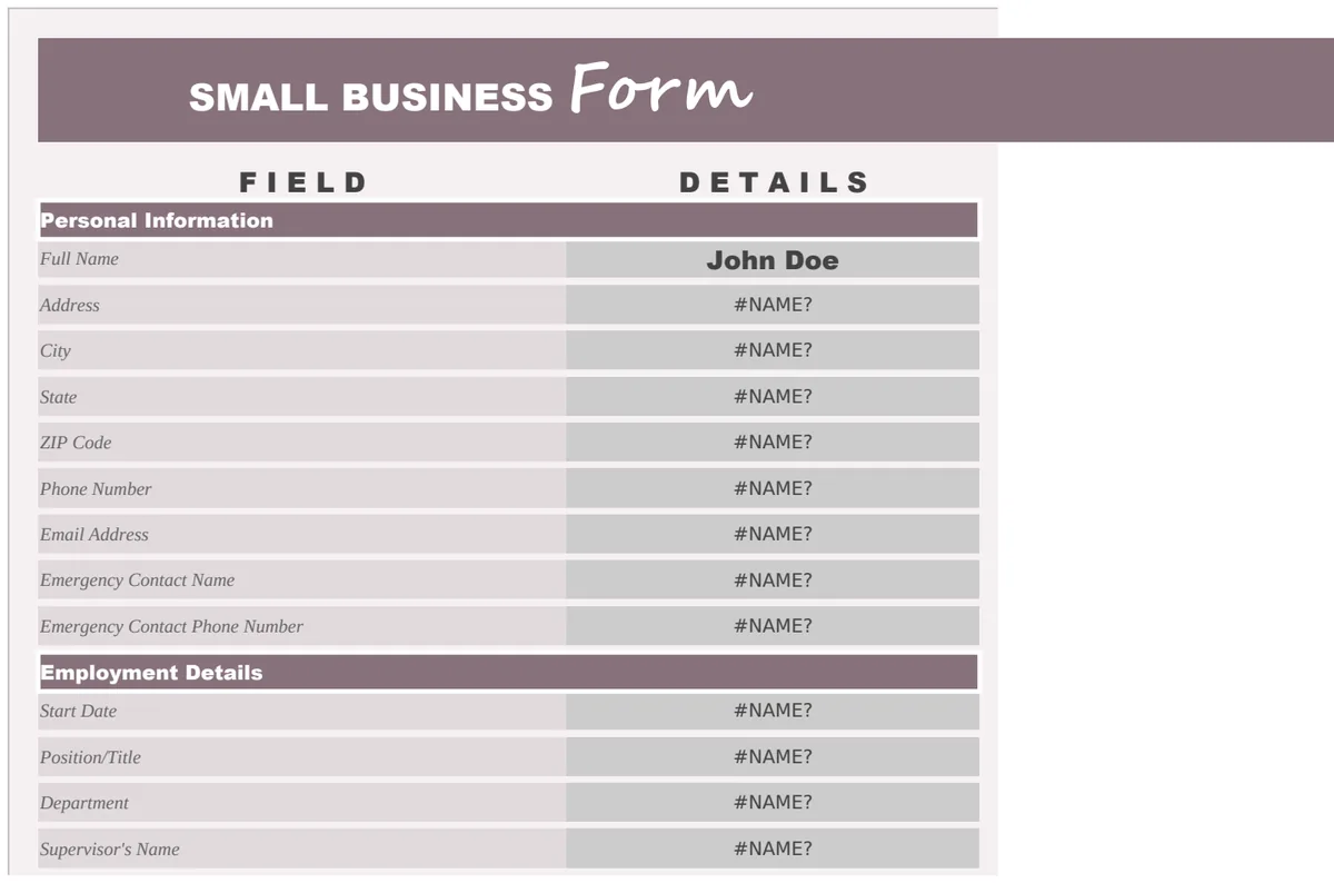 Small Business Printable Forms Template preview
