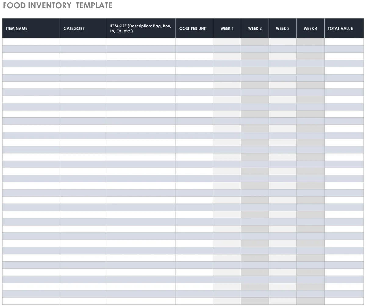 Food Inventory Template preview
