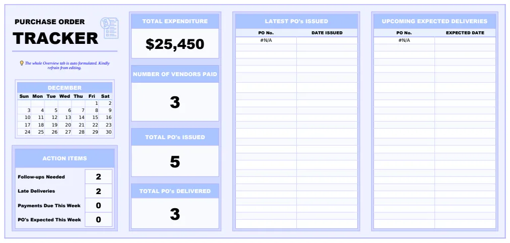 Purchase Order Tracker Template preview