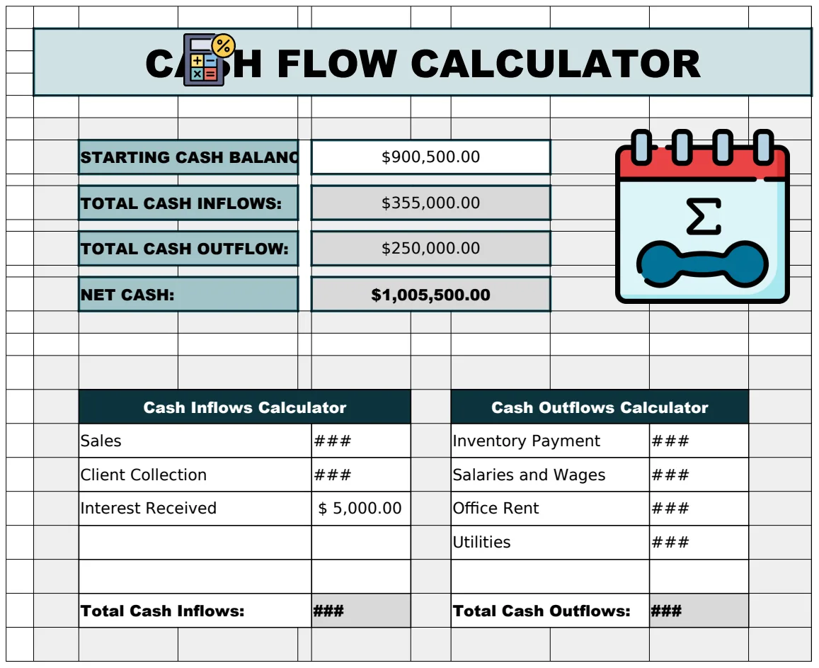 Cash Flow Calculator Template preview