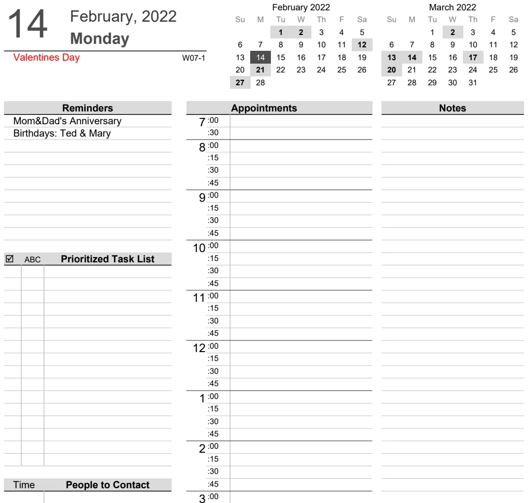 Printable Daily Planner preview