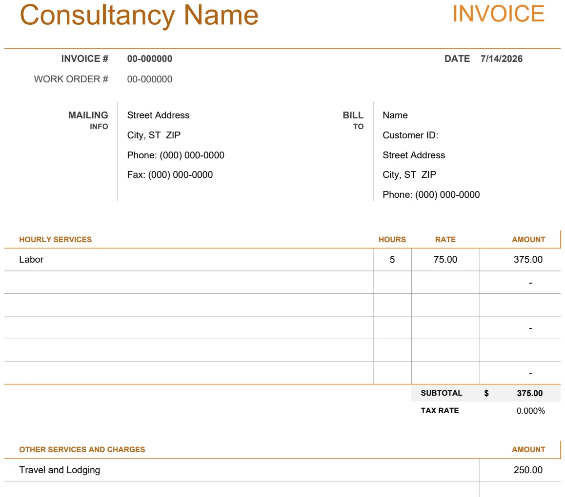 Consultants Invoices preview