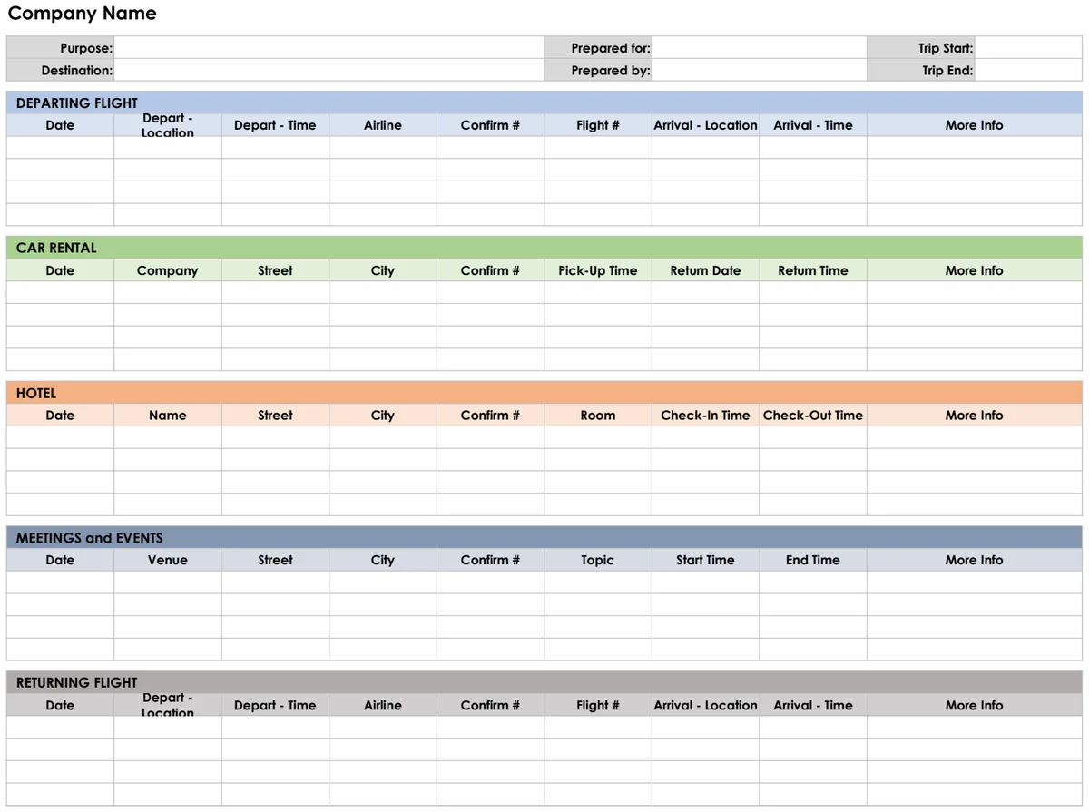 Travel Itinerary Template preview