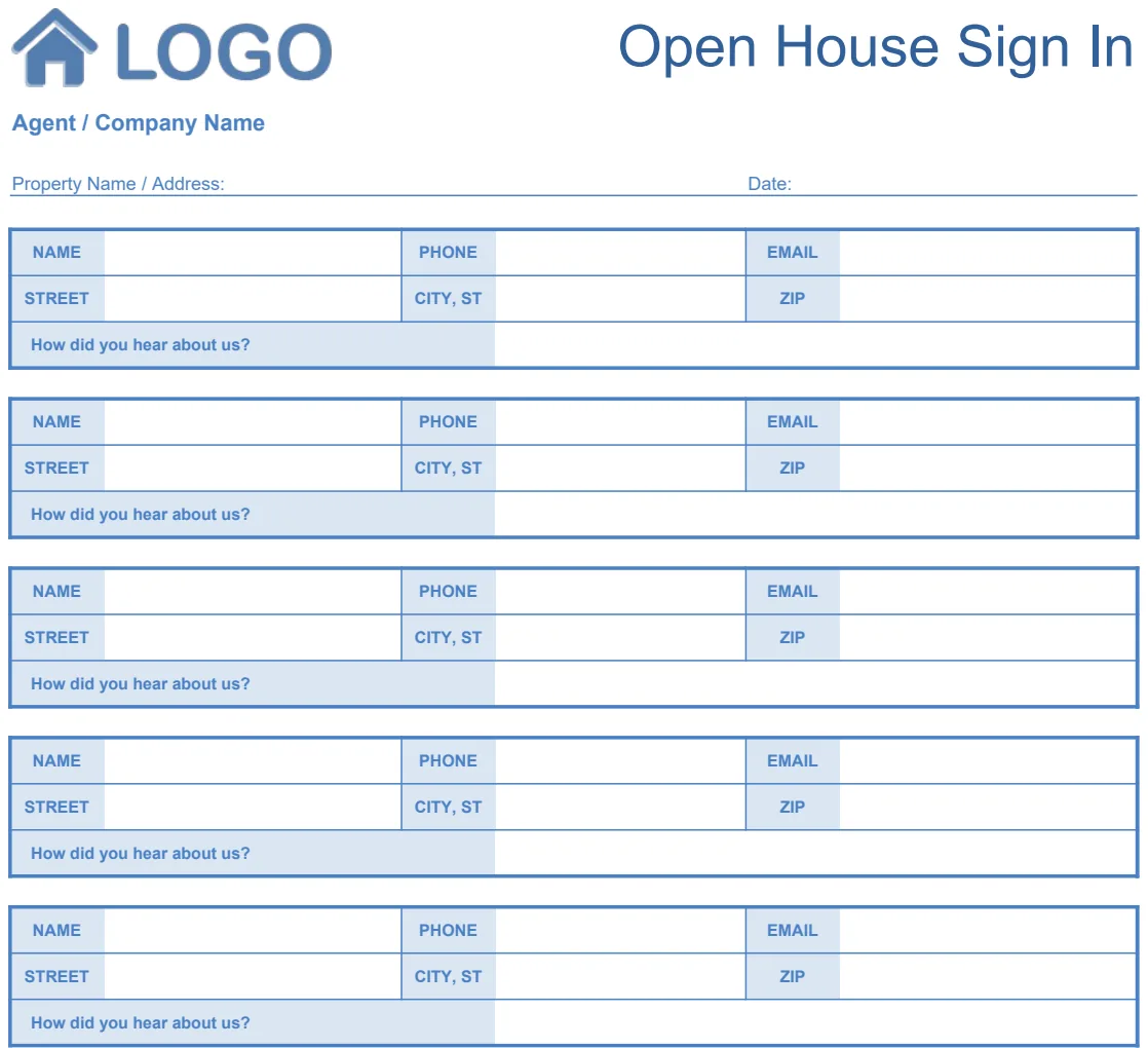 Open House Sign In Sheet preview
