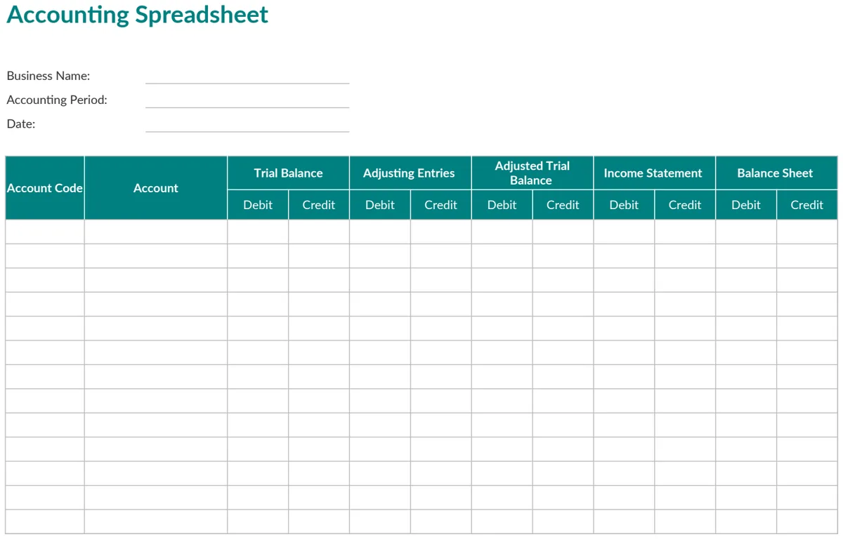 Accounting Spreadsheet preview