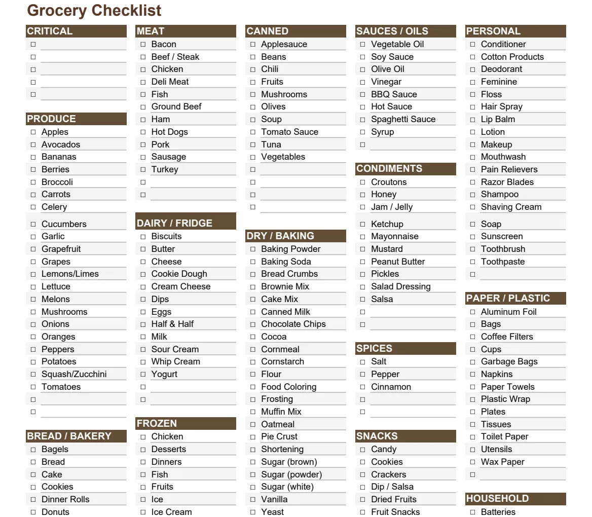 Grocery List preview