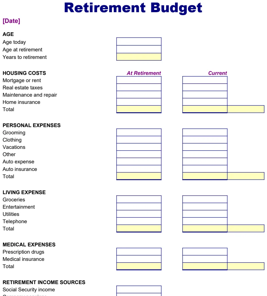 Retirement Budget Planner preview