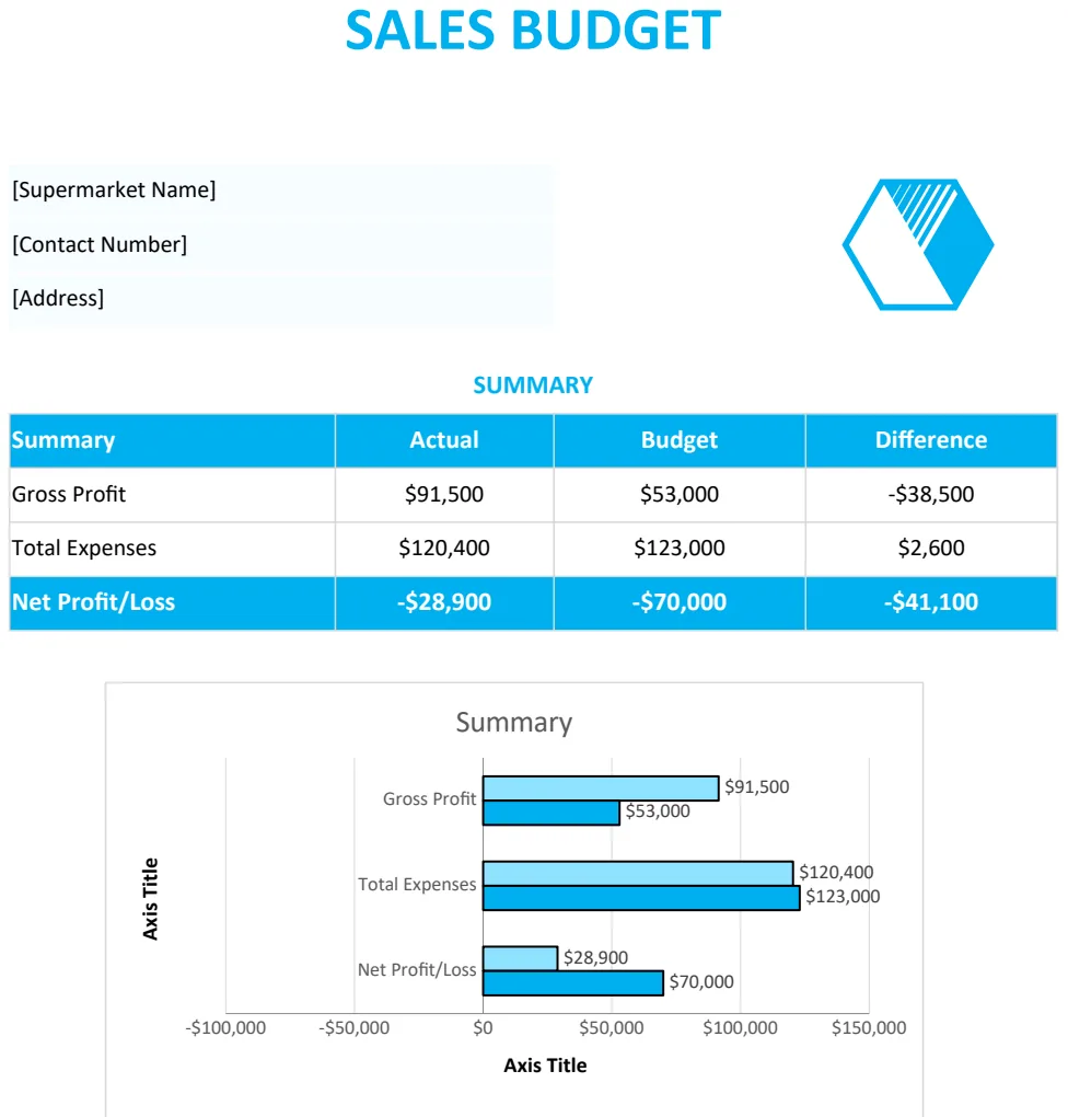 Sales Budget Template US preview