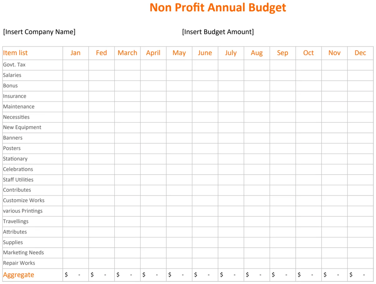 Non Profit Annual Budget preview